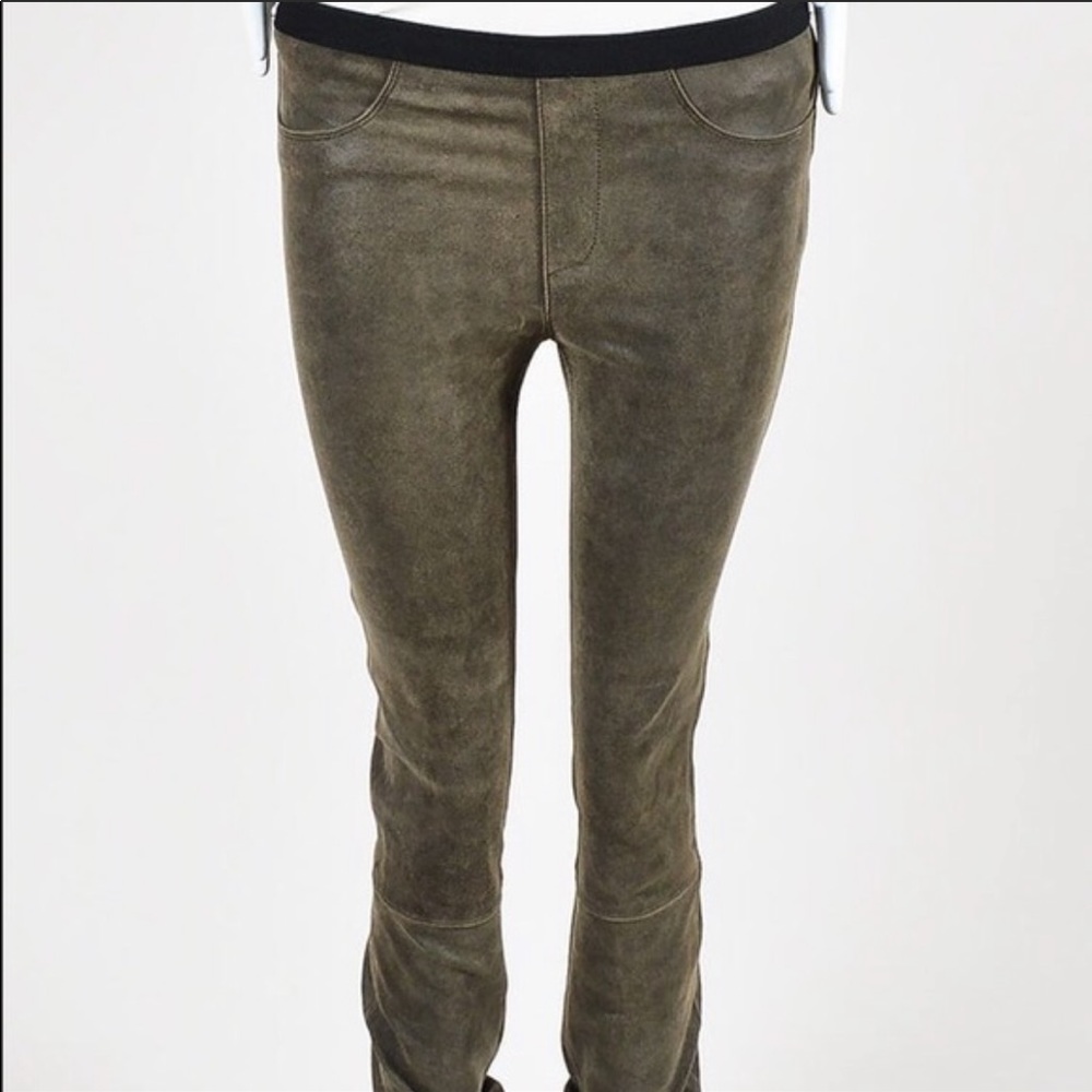 Helmet Lang Gray Suede Leather Leggings Pants